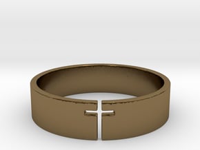 Cross Ring Size 10 in Polished Bronze