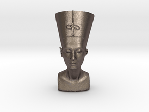 Original Egyptian Queen Nefertiti bust 3D scanned. in Polished Bronzed Silver Steel