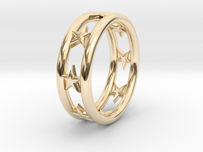 Ring Of Linestars 14.1mm Size 3 in 14k Gold Plated Brass