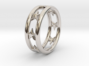Ring Of Linestars 14.1mm Size 3 in Rhodium Plated Brass