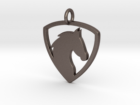 Horse Head V1 Pendant in Polished Bronzed Silver Steel
