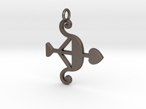 Cupid Bow Pendant - Amour Collection in Polished Bronzed Silver Steel