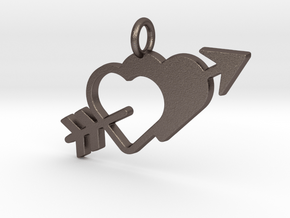 Love Arrow Pendant - Amour Collection in Polished Bronzed Silver Steel