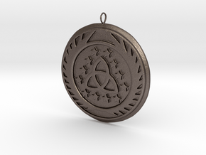 [The 100] Skaikru Symbol Pendant in Polished Bronzed Silver Steel