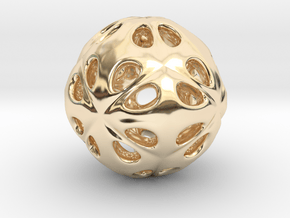 hydrangea ball 07 in 14k Gold Plated Brass