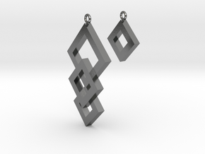 Three Squares Earrings - Asymmetrical in Polished Silver