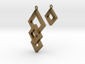 Three Squares Earrings - Asymmetrical in Polished Bronze