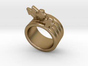 Love Forever Ring 17 - Italian Size 17 in Polished Gold Steel