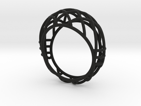 Cage Ring in Black Natural Versatile Plastic