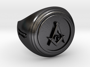 Masonic Ring in Polished and Bronzed Black Steel