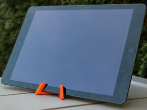 Universal Tablet + Smartphone Stand in Orange Processed Versatile Plastic