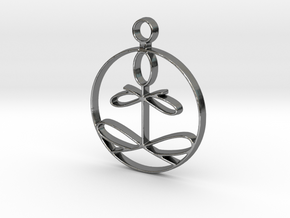 Yoga Glee Pendant with larger chain loop in Fine Detail Polished Silver