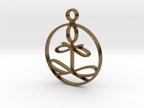 Yoga Glee Pendant with larger chain loop in Polished Bronze