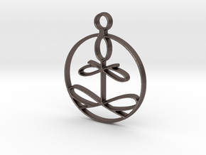 Yoga Glee Pendant with larger chain loop in Polished Bronzed Silver Steel