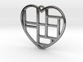 Mondrian Heart in Fine Detail Polished Silver