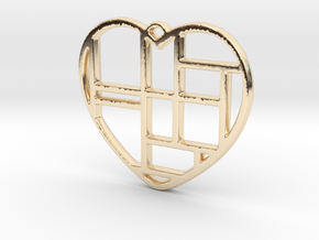 Mondrian Heart in 14k Gold Plated Brass