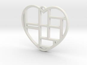 Mondrian Heart in White Natural Versatile Plastic
