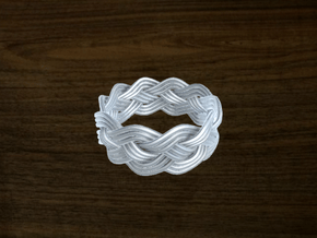 Turk's Head Knot Ring 4 Part X 10 Bight - Size 11. in White Natural Versatile Plastic