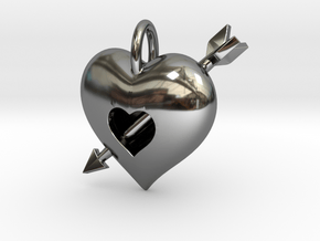 Heart pendant in Fine Detail Polished Silver