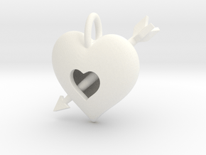 Heart pendant in White Processed Versatile Plastic
