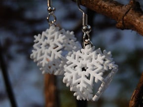 Snowflake Earrings 3 in White Natural Versatile Plastic