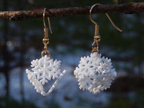 Snowflake Earrings 4 (smaller) in White Natural Versatile Plastic