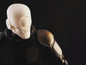 "Skullgrin v2" custom 1:6th scale head in White Natural Versatile Plastic