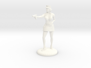  Lady Cop pointing her gun - 25mm version in White Processed Versatile Plastic