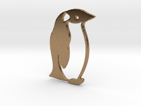 Penguin Outline Pendant in Natural Brass
