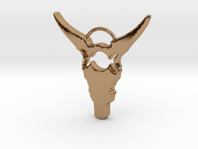 Moon Goddess Cow Skull in Polished Brass