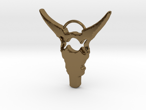 Moon Goddess Cow Skull in Polished Bronze