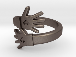 Hug Me Ring in Polished Bronzed Silver Steel