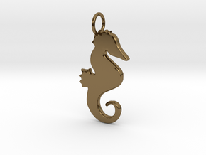 Seahorse pendant in Polished Bronze