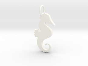 Seahorse pendant in White Processed Versatile Plastic