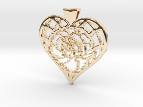 Birth Flower Heart Pendant: January Carnation in 14K Yellow Gold