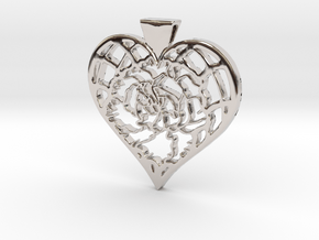 Birth Flower Heart Pendant: January Carnation in Rhodium Plated Brass