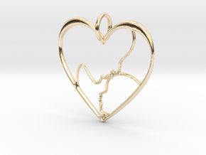Mother and Child Heart Pendant in 14k Gold Plated Brass