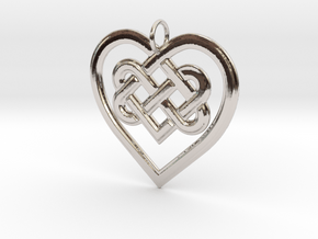 Celtic Heart Pendant in Rhodium Plated Brass