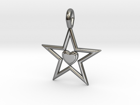 Pendant Of Star in Fine Detail Polished Silver
