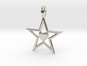 Pendant Of Star in Rhodium Plated Brass