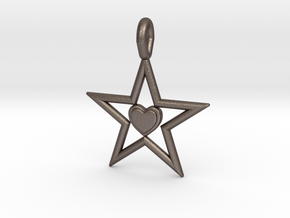 Pendant Of Star in Polished Bronzed Silver Steel