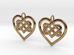 Celtic Heart earrings in Polished Brass