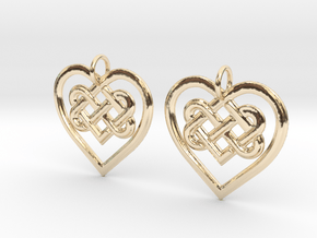 Celtic Heart earrings in 14k Gold Plated Brass
