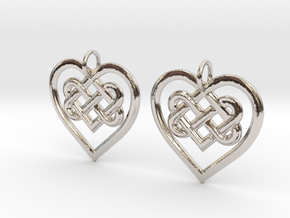 Celtic Heart earrings in Rhodium Plated Brass
