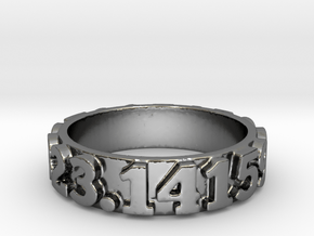 Pi Sequence Ring Size 7 in Fine Detail Polished Silver
