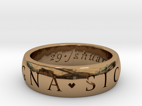 Size 7 Sir Francis Drake, Sic Parvis Magna Ring in Polished Brass