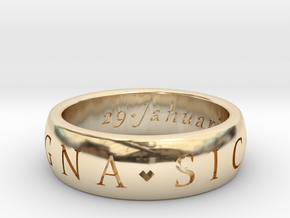 Size 7 Sir Francis Drake, Sic Parvis Magna Ring in 14k Gold Plated Brass