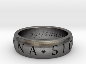 Size 7 Sir Francis Drake, Sic Parvis Magna Ring in Polished Nickel Steel