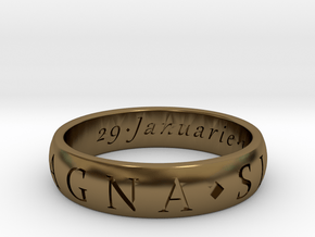 Size 13.5 Sir Francis Drake, Sic Parvis Magna Ring in Polished Bronze