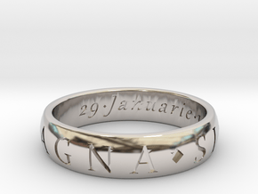 Size 13.5 Sir Francis Drake, Sic Parvis Magna Ring in Rhodium Plated Brass